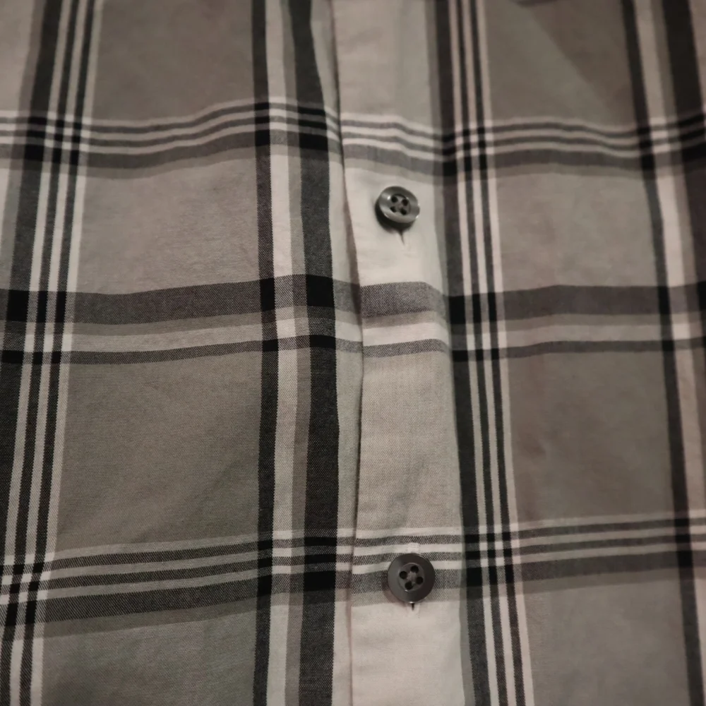 LAST CHANCE - PLAID BUTTONDOWN S Mens J Ferrar Black Grey White Academia Casual - Picture 4 of 7